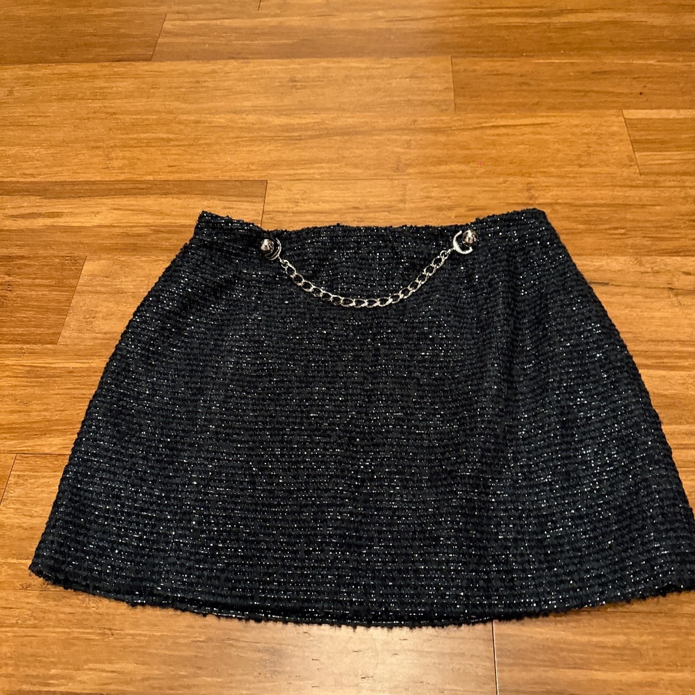 Knee length navy and silver skirt